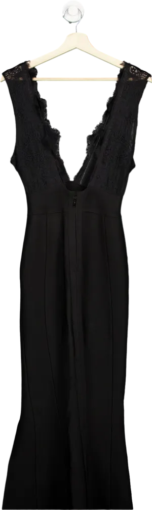 House of CB Black Embroidered Bodycon Dress XS