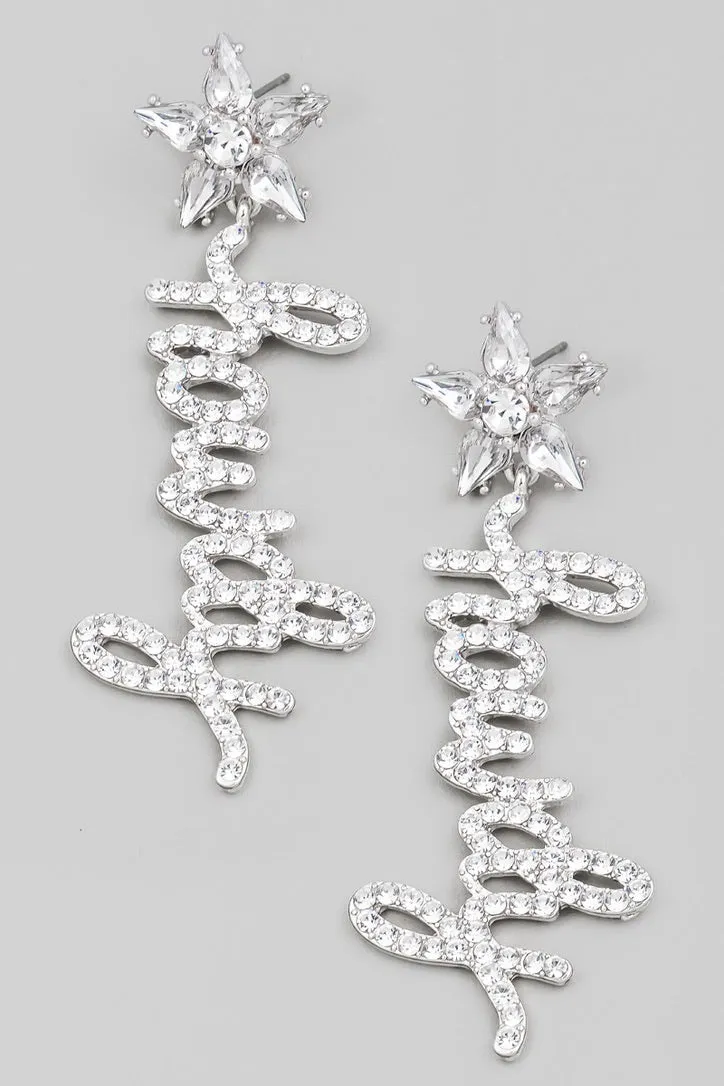 Howdy Rhinestone Earrings - Silver