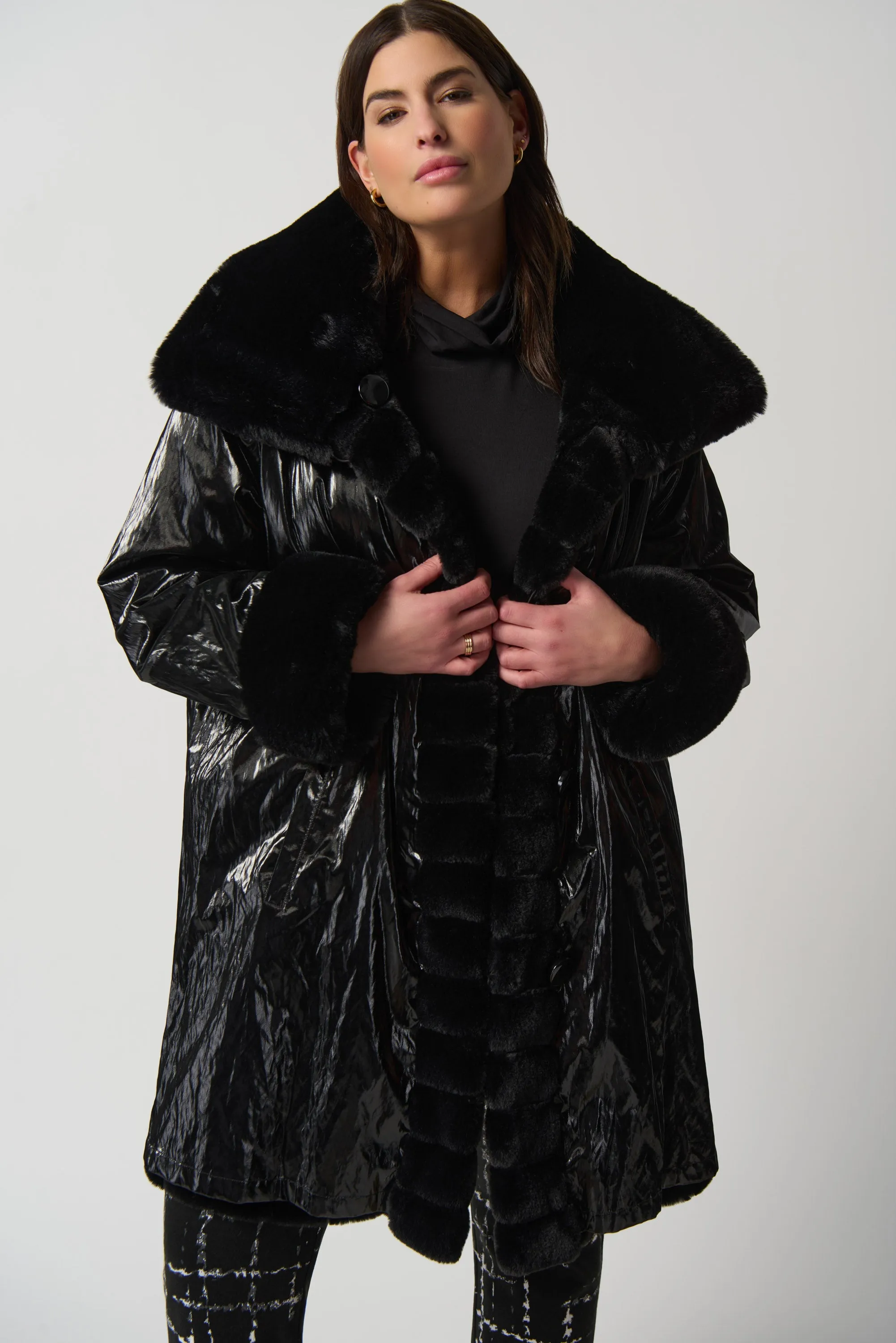 Joseph Ribkoff Faux Fur Reversible Puffer Coat Jr233900