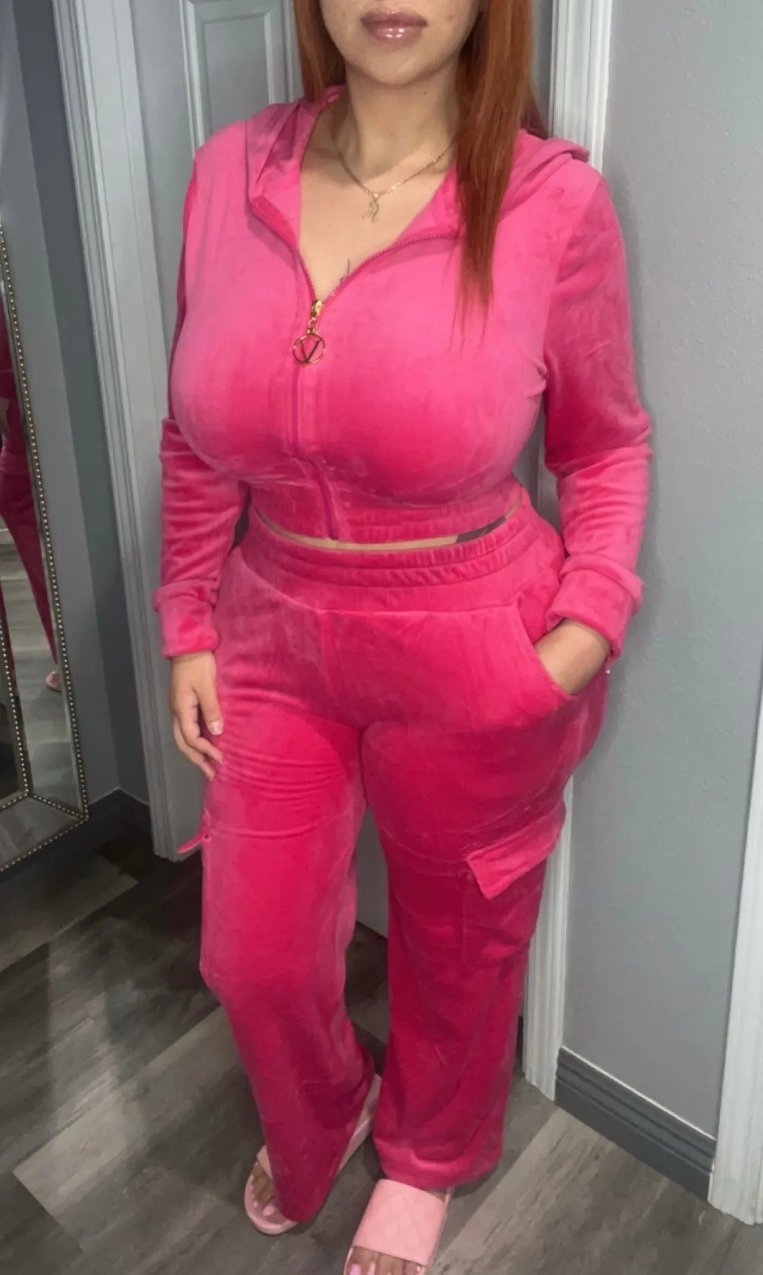 Julie Velour Set(Hot Pink)