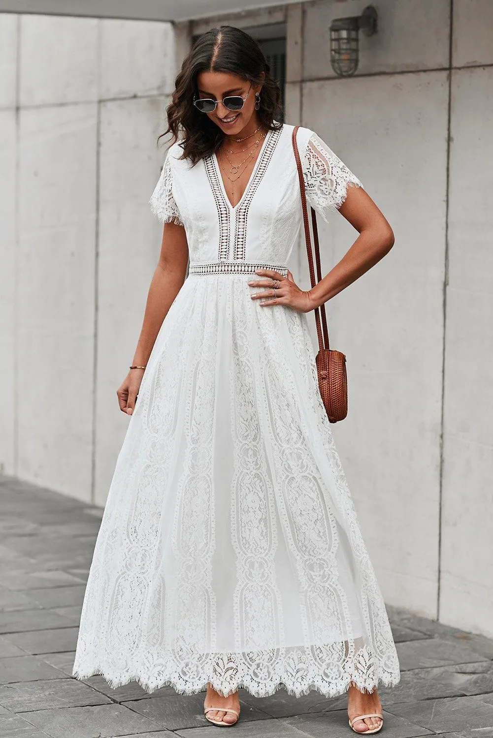 KaleaBoutique Beautiful White Fill Your Heart Lace Maxi Dress