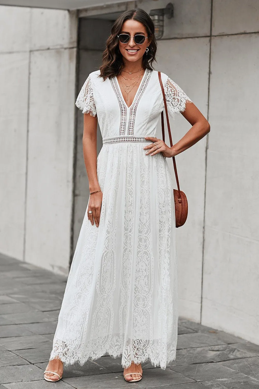 KaleaBoutique Beautiful White Fill Your Heart Lace Maxi Dress
