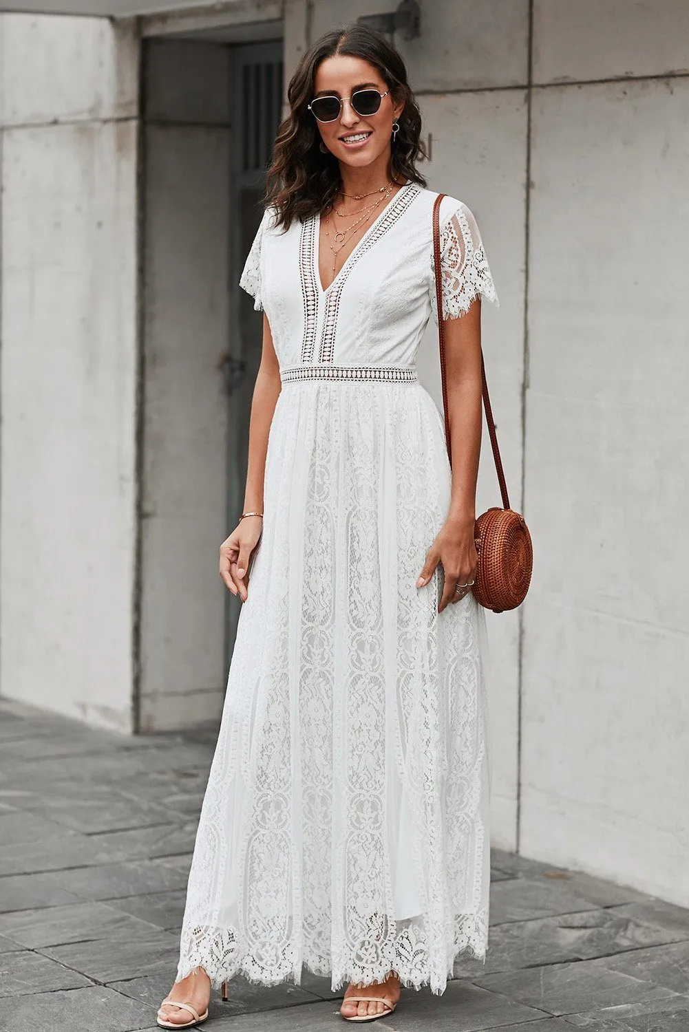 KaleaBoutique Beautiful White Fill Your Heart Lace Maxi Dress