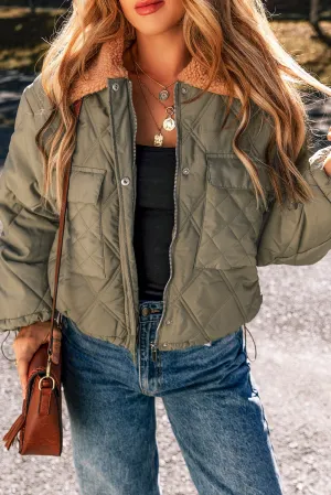 KaleaBoutique Teddy Collar Flap Pockets Quilted Puffer Jacket