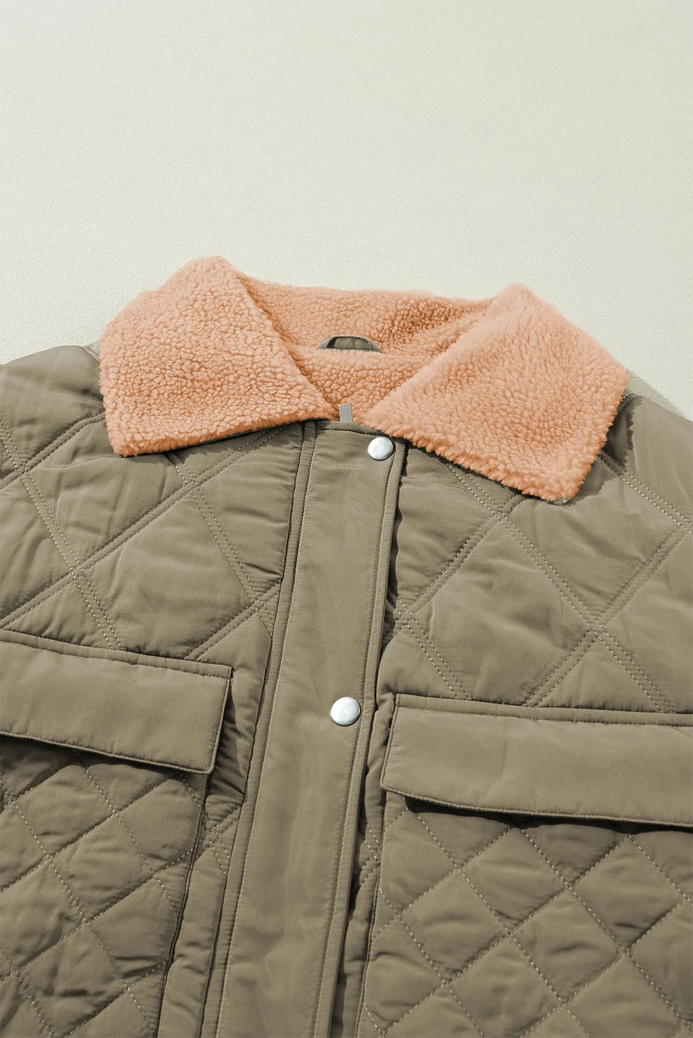 KaleaBoutique Teddy Collar Flap Pockets Quilted Puffer Jacket