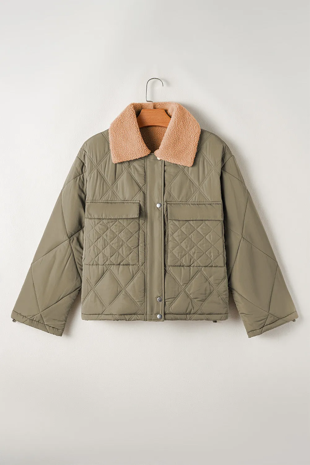 KaleaBoutique Teddy Collar Flap Pockets Quilted Puffer Jacket