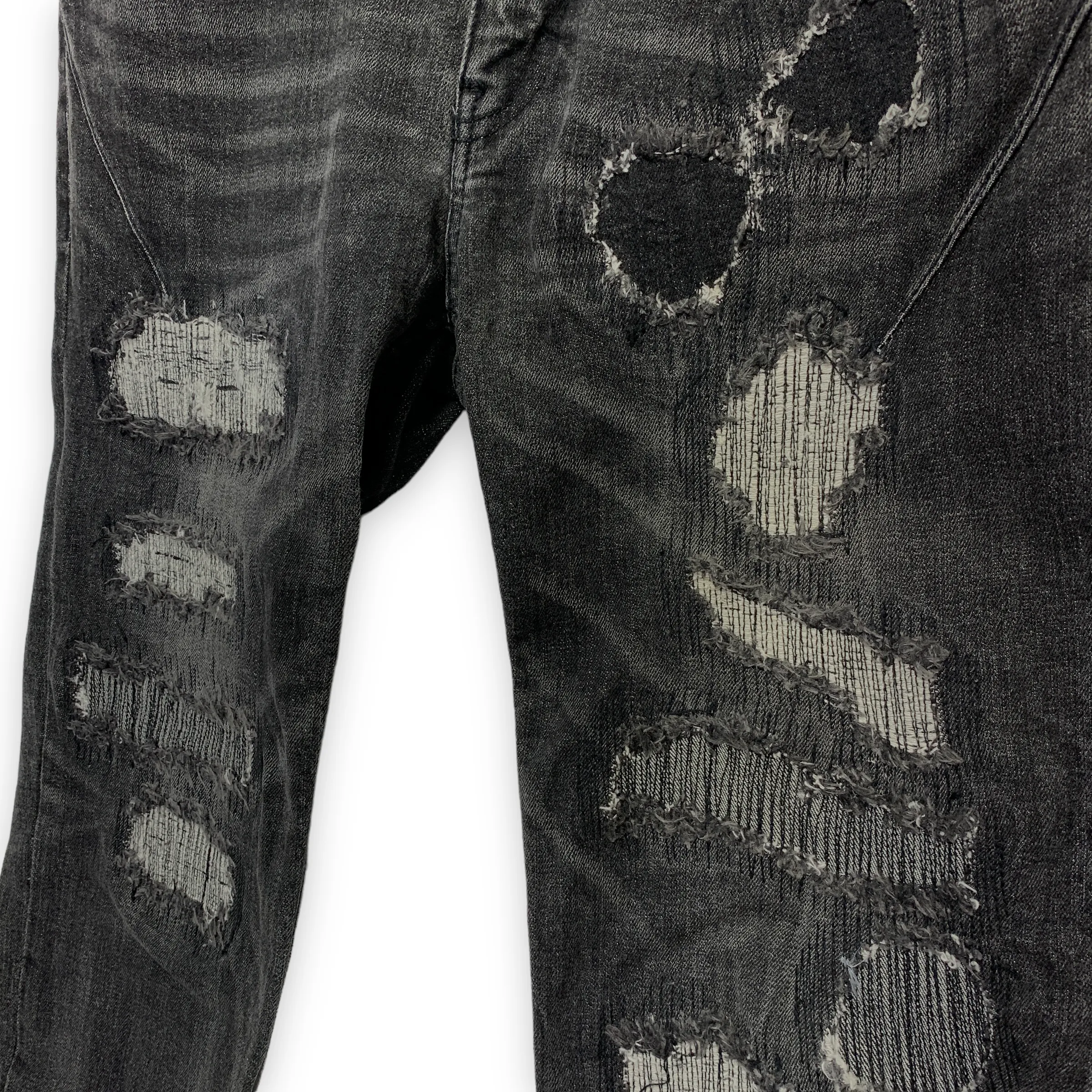 [L] Number Nine Cropped Distressed Denim Jeans Black