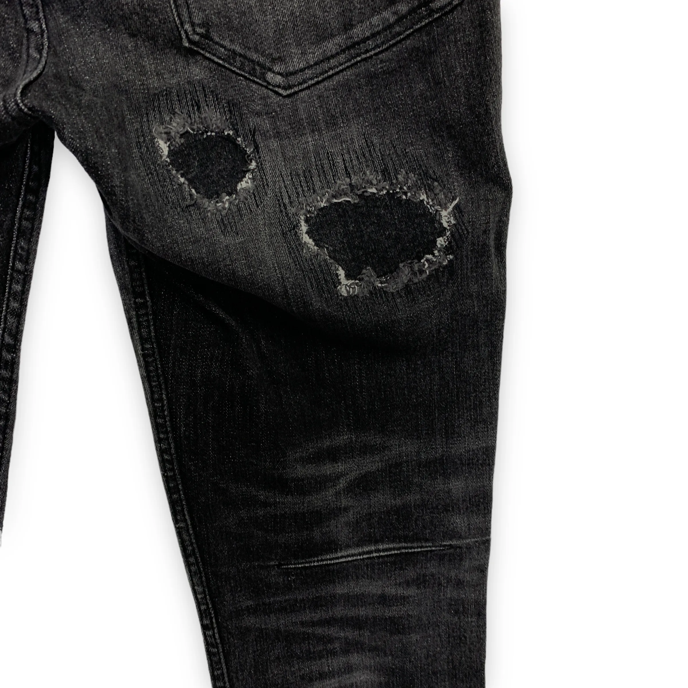 [L] Number Nine Cropped Distressed Denim Jeans Black