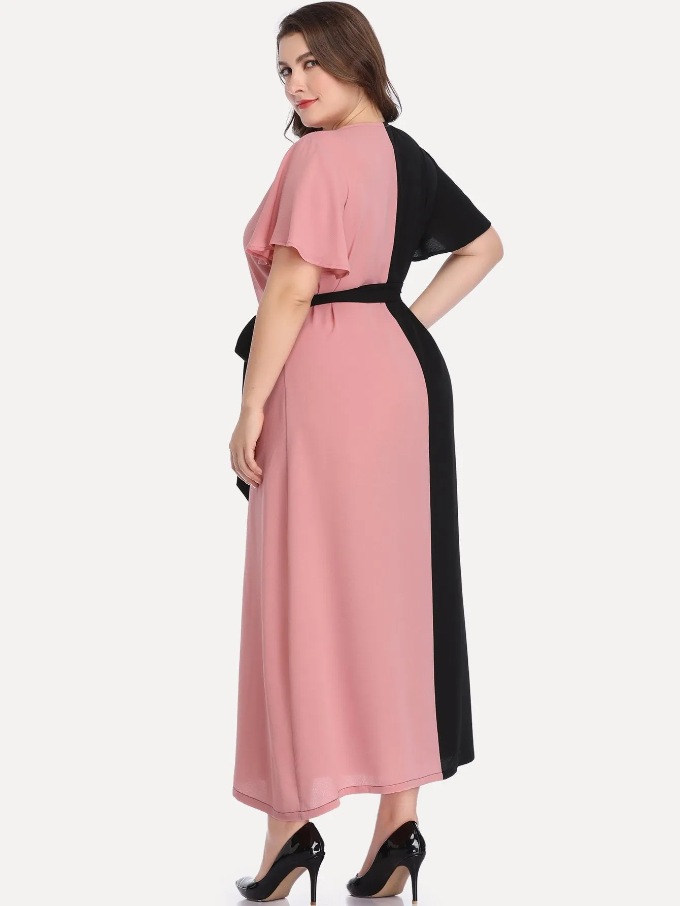 Large Size Women's Stitching Contrast Color Dress