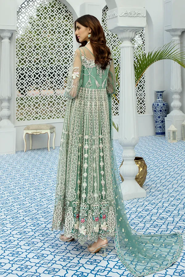 Latest Pakistani Anarkali Maxi In Fresh Teal Color 2020 # CA108