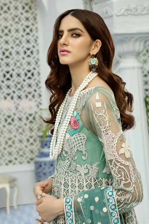Latest Pakistani Anarkali Maxi In Fresh Teal Color 2020 # CA108