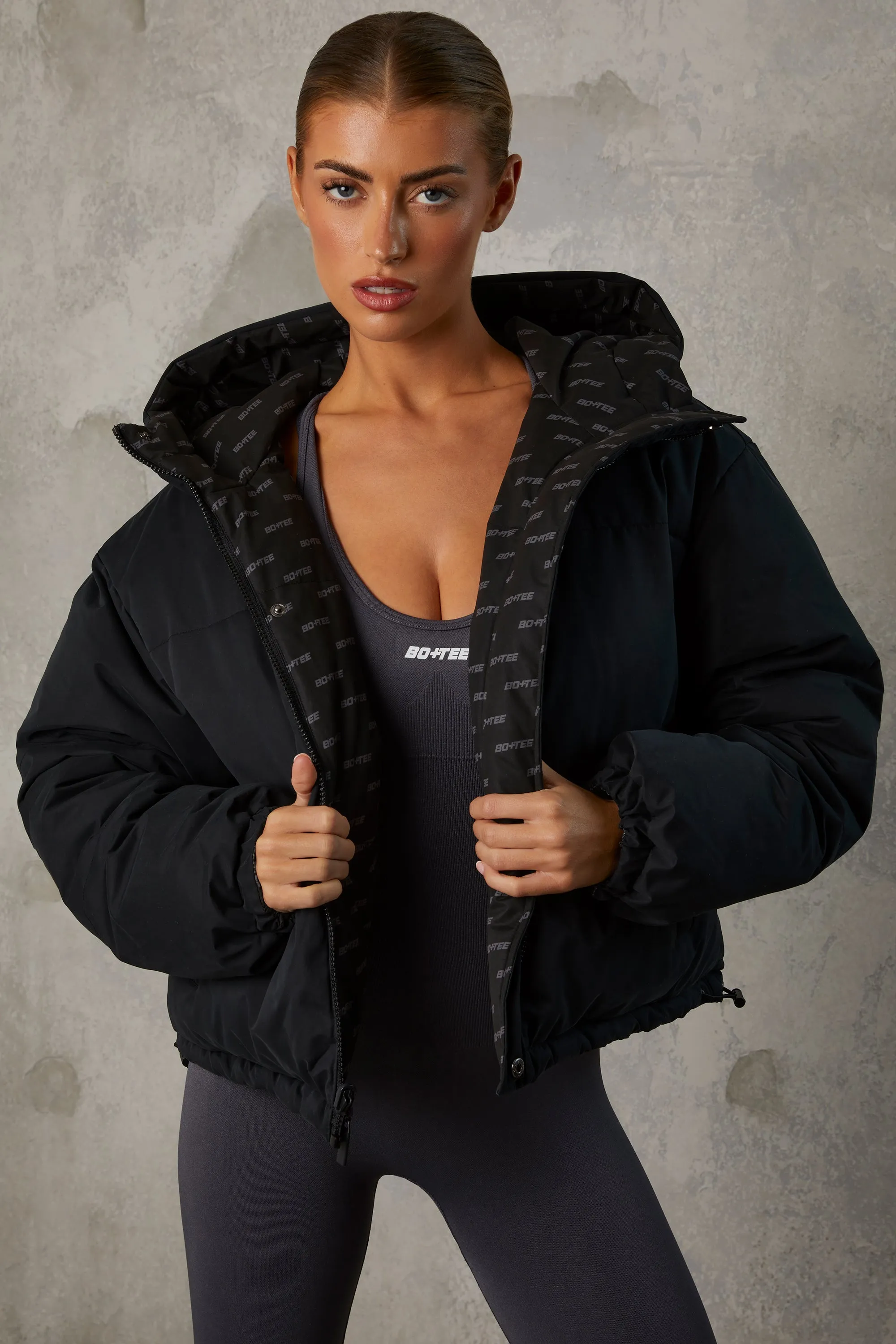 Layer Up - Reversible Hooded Puffer Jacket in Black