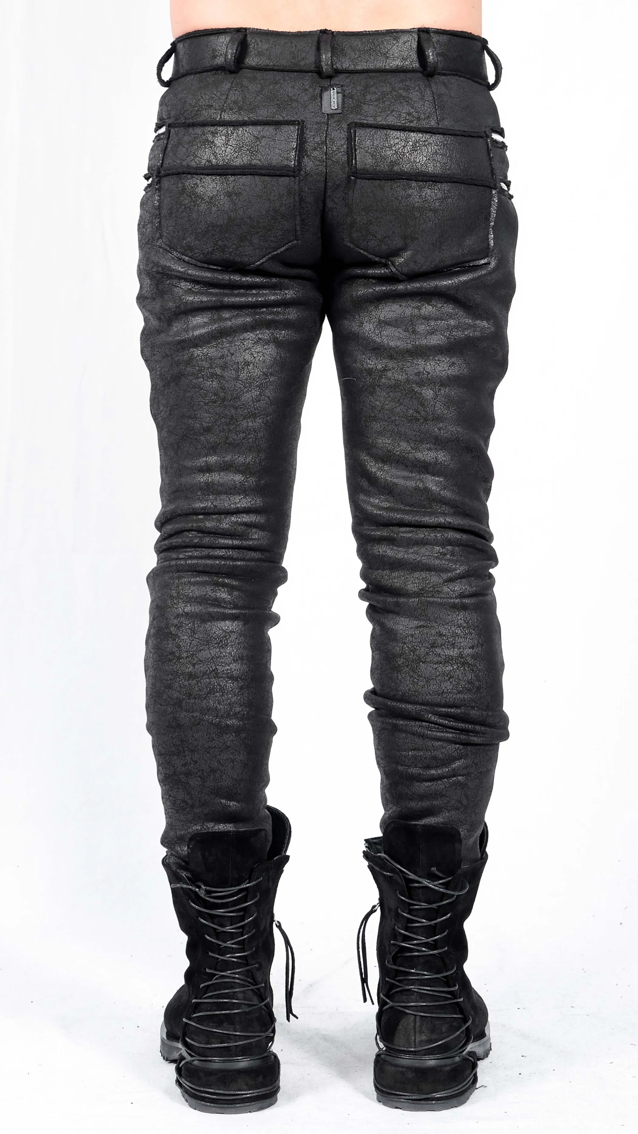 Leather Effect Slim Pants with Zippers