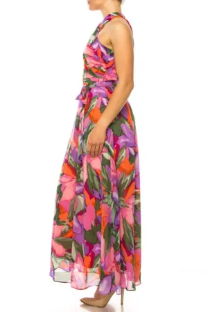 London Times Apparel Criss Cross Halter Neck Maxi Dress