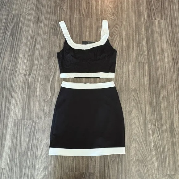 Lulus Totally Sensational Black and White Color Block Bodycon Matching Set