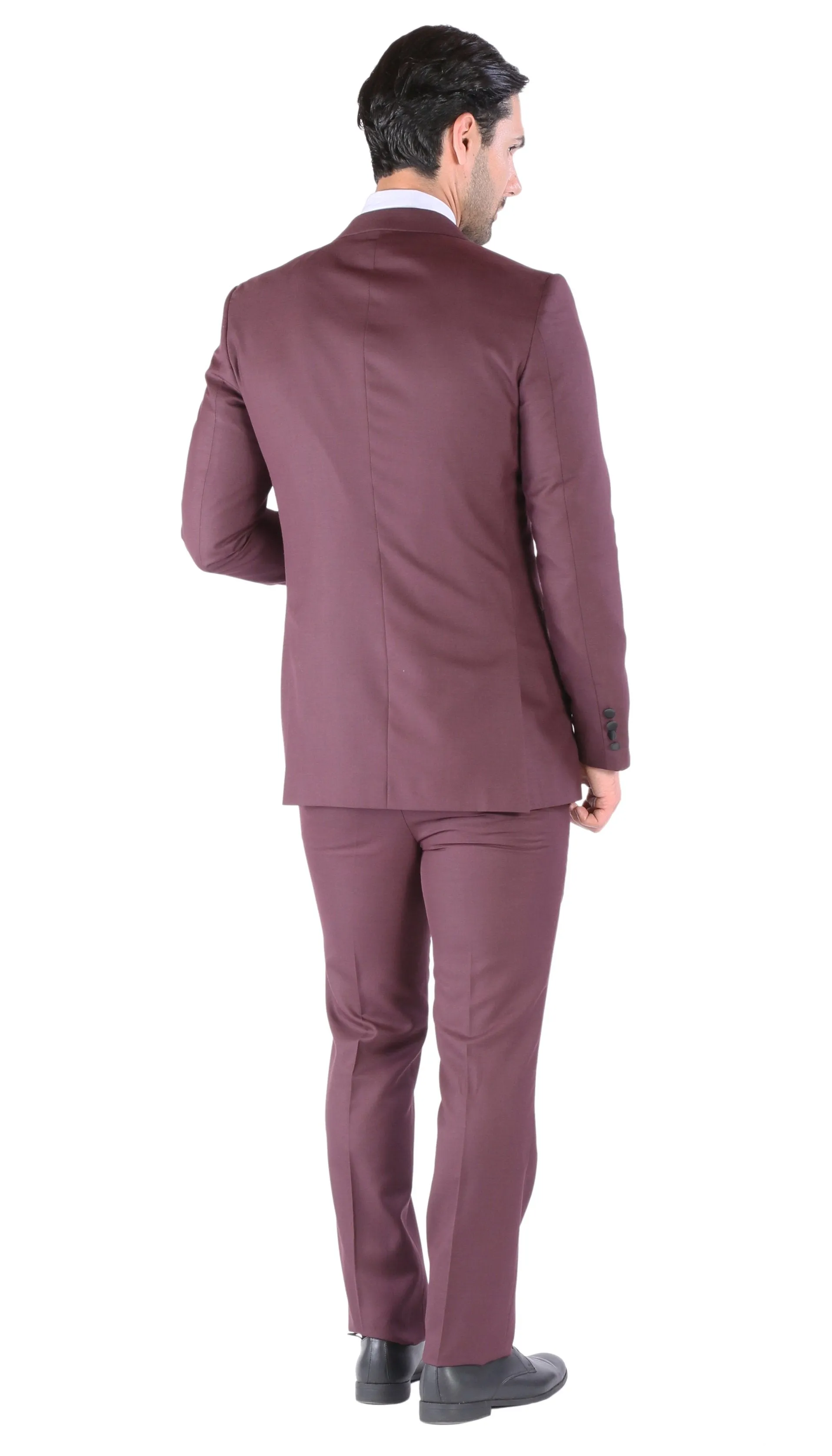 Luna 3pc Slim Fit Bugundy Peak Lapel Tuxedo