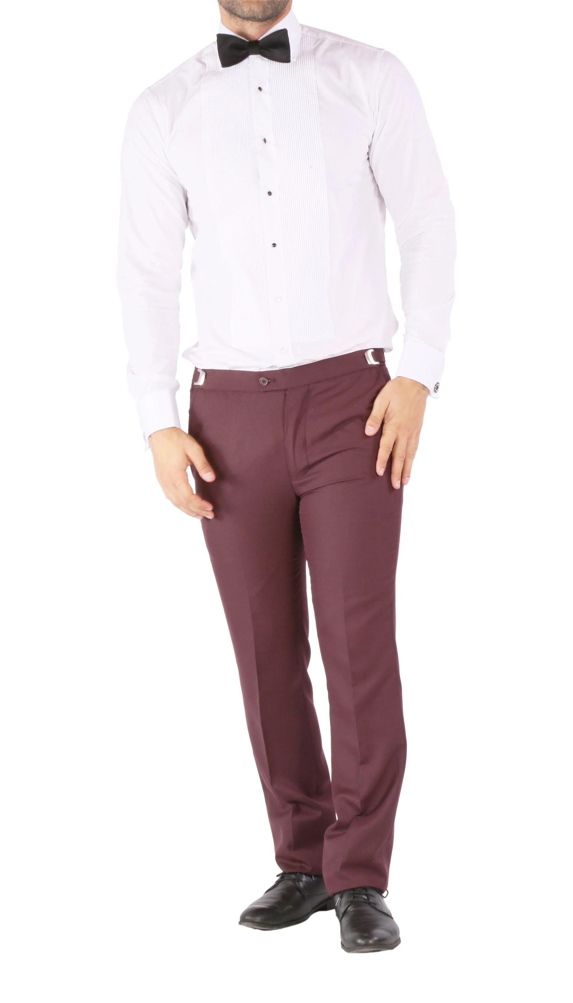 Luna 3pc Slim Fit Bugundy Peak Lapel Tuxedo