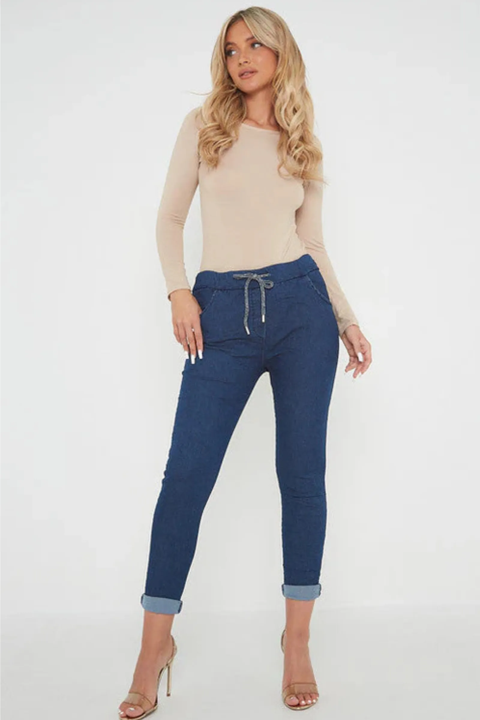 Made in Italy Magic Pants- Dark blue denim