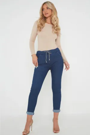 Made in Italy Magic Pants- Dark blue denim