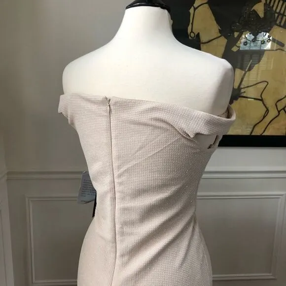 Marina Off-the-Shoulder Glitter Bodycon Dress NWT 10