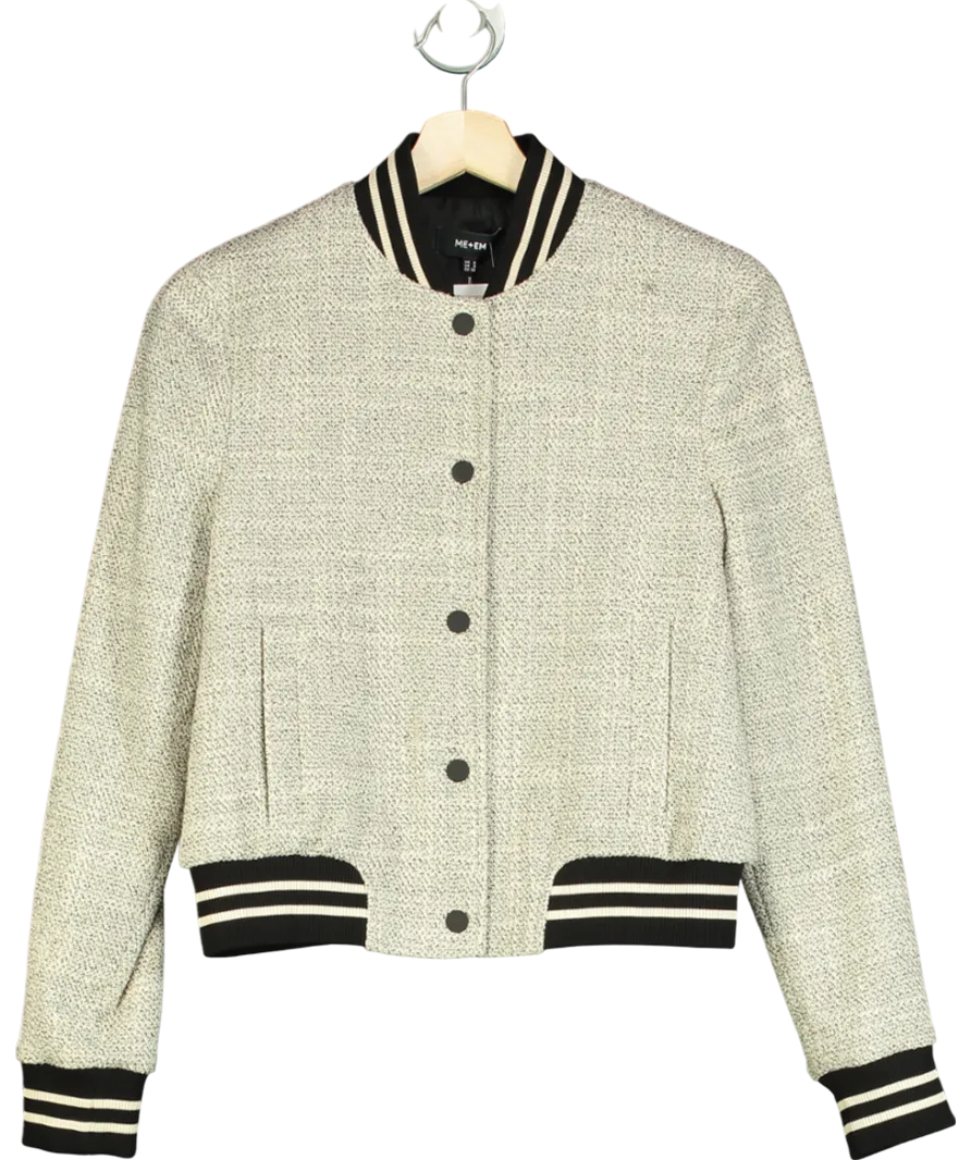ME EM White Italian Sporty Tweed Bomber UK 6