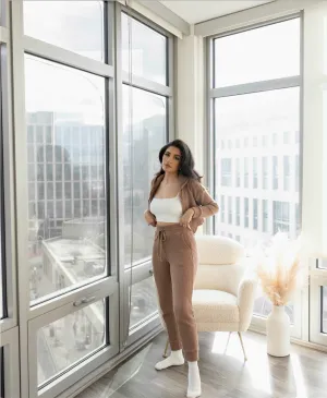 Meghan Waffle Lounge Set Mocha