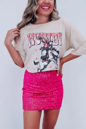 Midge Sequin Mini Skirt - Pink