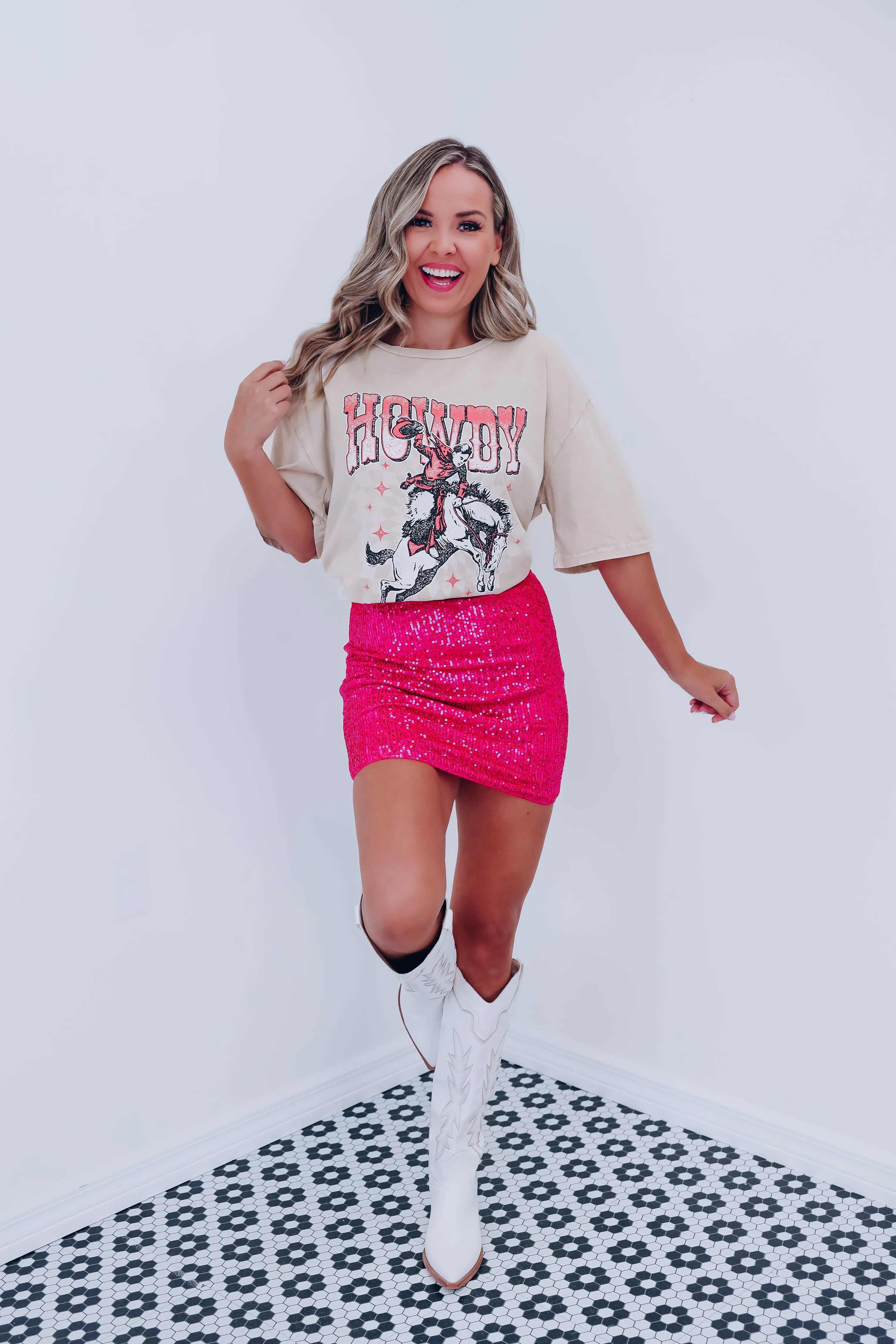 Midge Sequin Mini Skirt - Pink