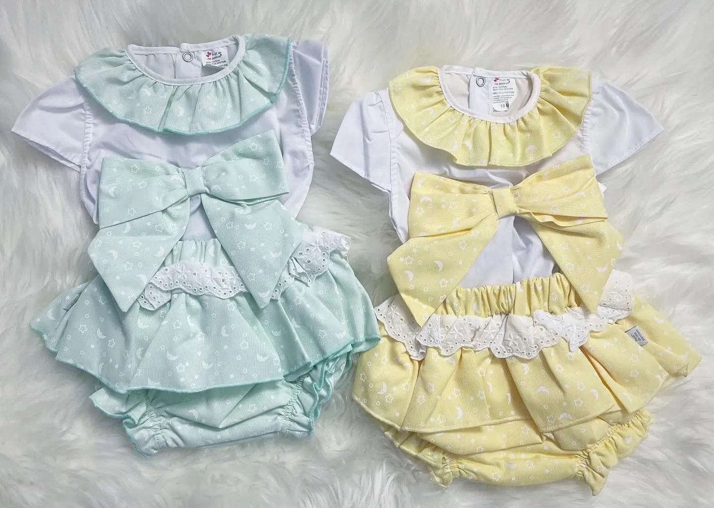 Moon and Star Bow Frilly Jam Pants and Blouse Set
