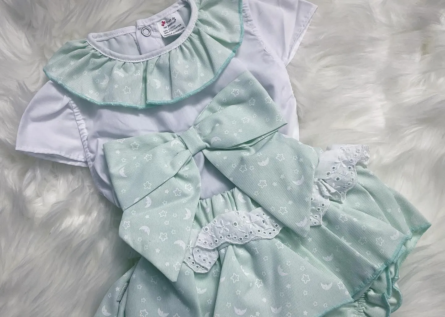 Moon and Star Bow Frilly Jam Pants and Blouse Set