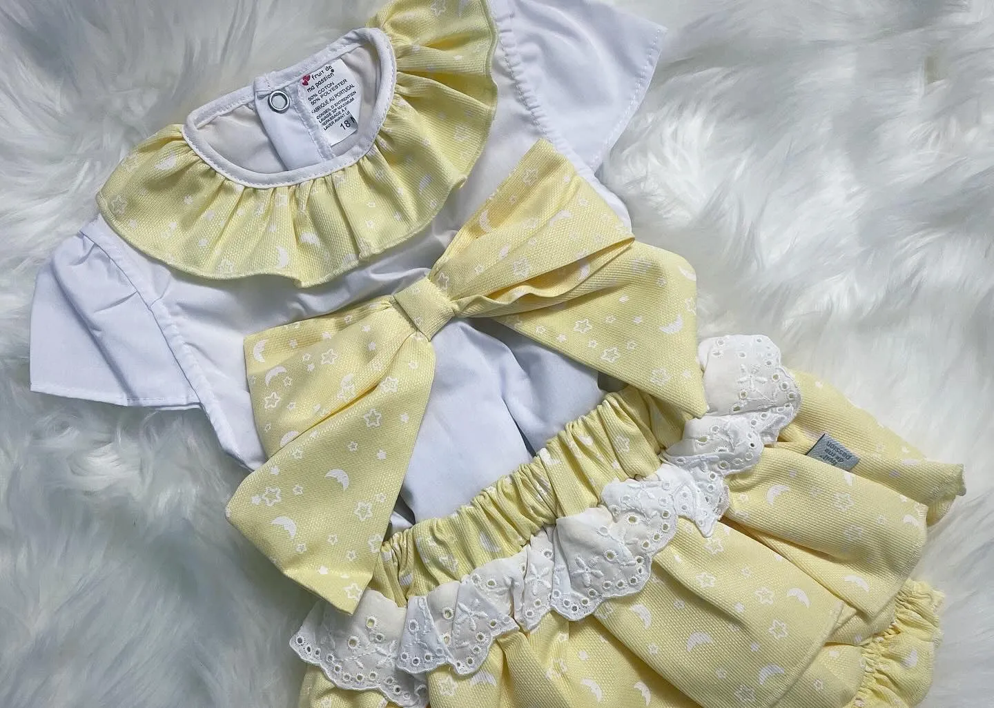 Moon and Star Bow Frilly Jam Pants and Blouse Set