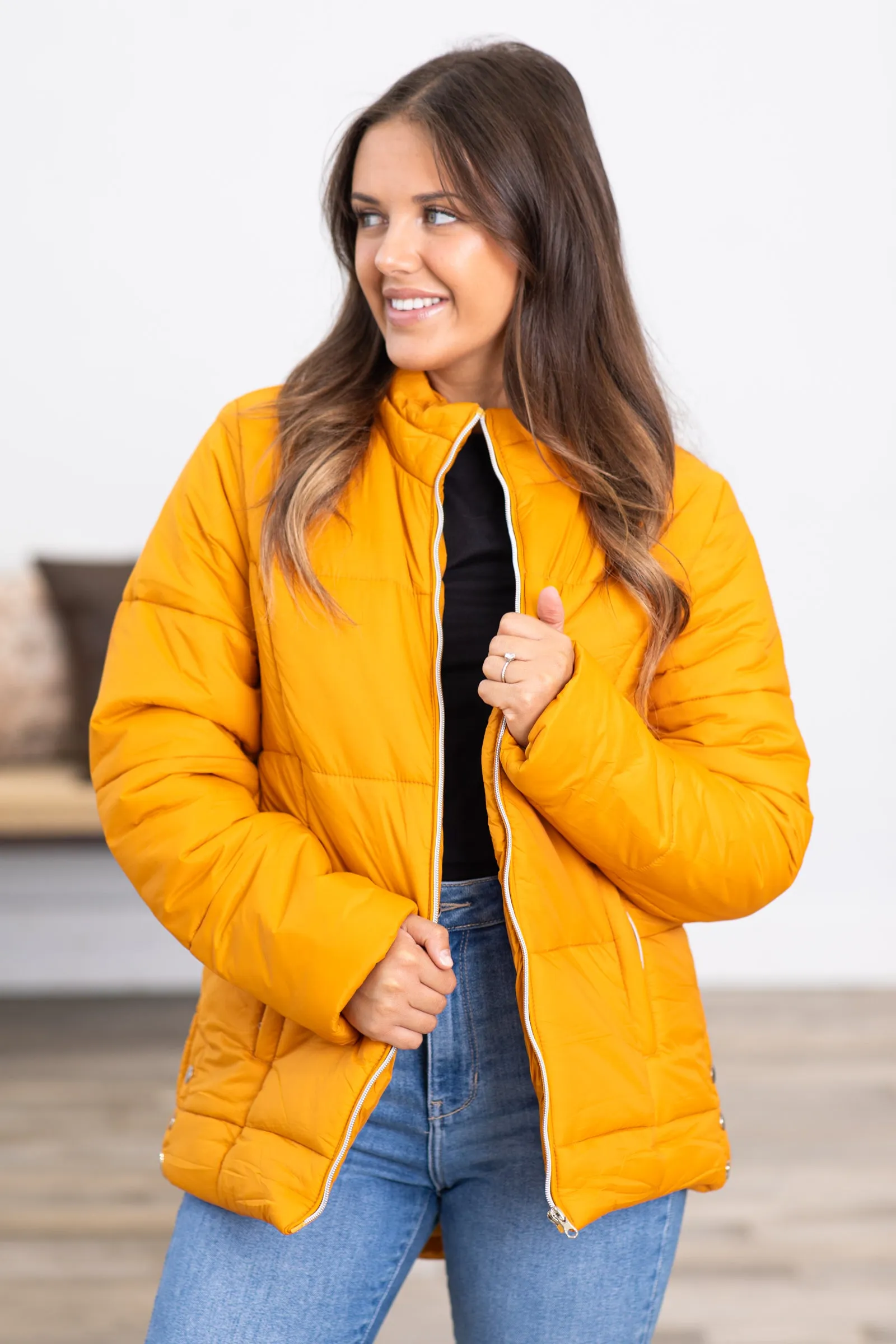 Mustard Quilted Puffer Jacket