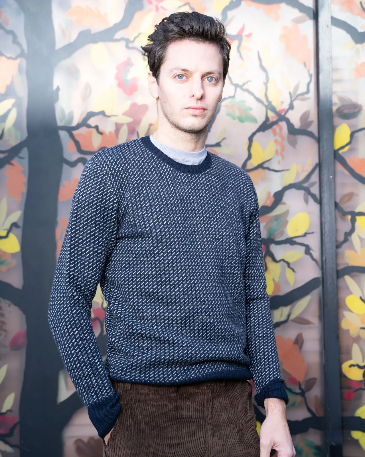 Navy Norwegian Cashmere Fisherman Sweater (Sale Size S Only)