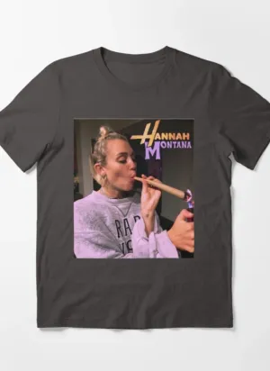 NEW Ethan Peters Hannah Montana Marijuana Short Sleeve Classic Essential T-Shirt, Charcoal Grey, Sz 2XL