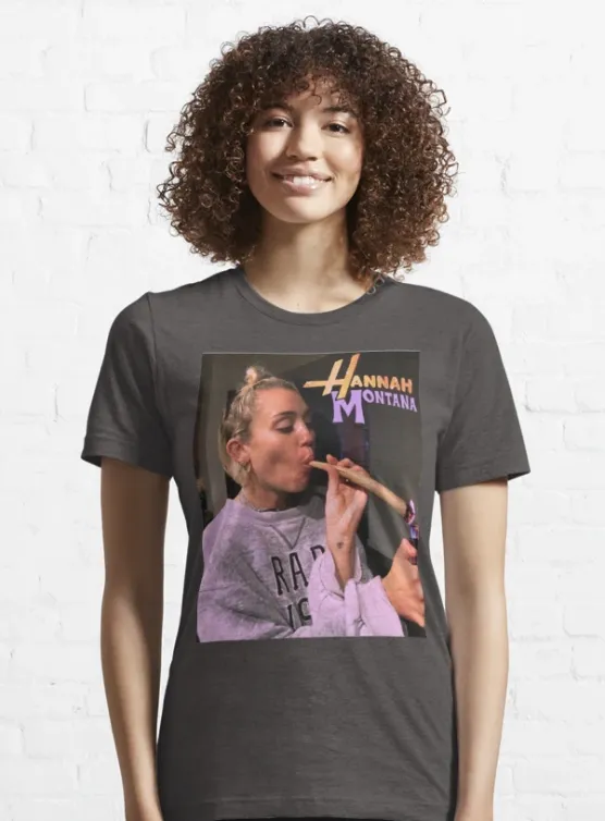 NEW Ethan Peters Hannah Montana Marijuana Short Sleeve Classic Essential T-Shirt, Charcoal Grey, Sz 2XL