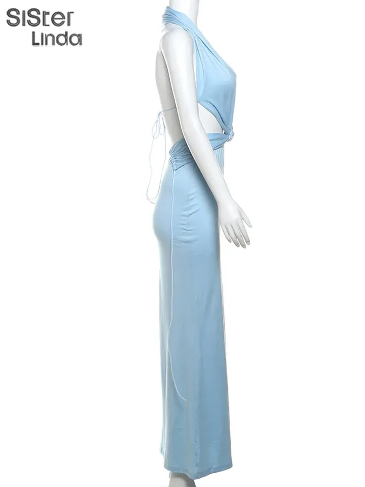 New Fashion Sexy Hollow Out Chest And Backless Dress Maxi Length Great for Spring And Summer Chic Dress