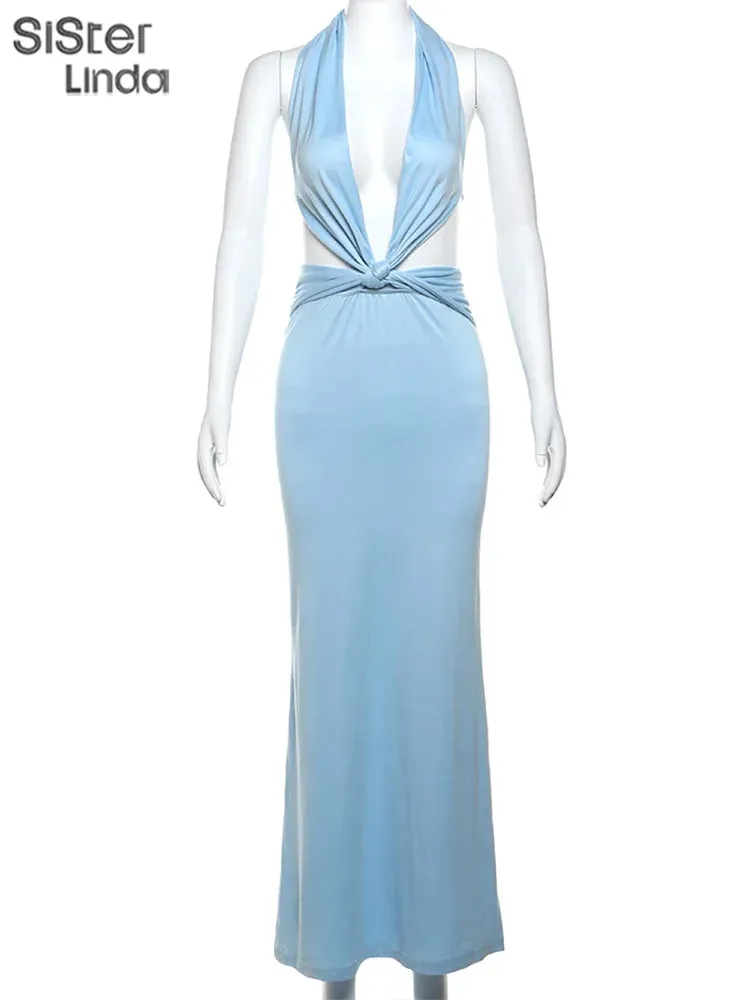 New Fashion Sexy Hollow Out Chest And Backless Dress Maxi Length Great for Spring And Summer Chic Dress