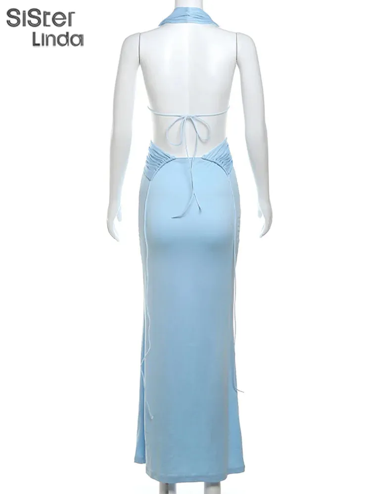 New Fashion Sexy Hollow Out Chest And Backless Dress Maxi Length Great for Spring And Summer Chic Dress