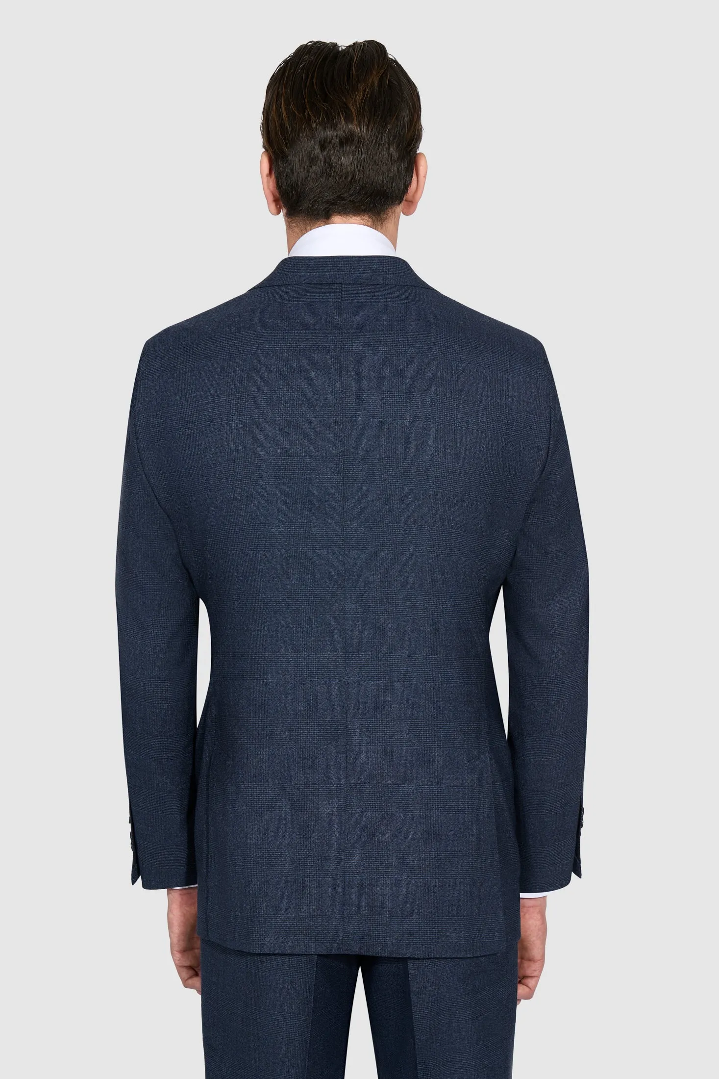 New SUITREVIEW Elmhurst Two Blue Glencheck Pure Wool Double Pleat Suit - Size 38R and 40R