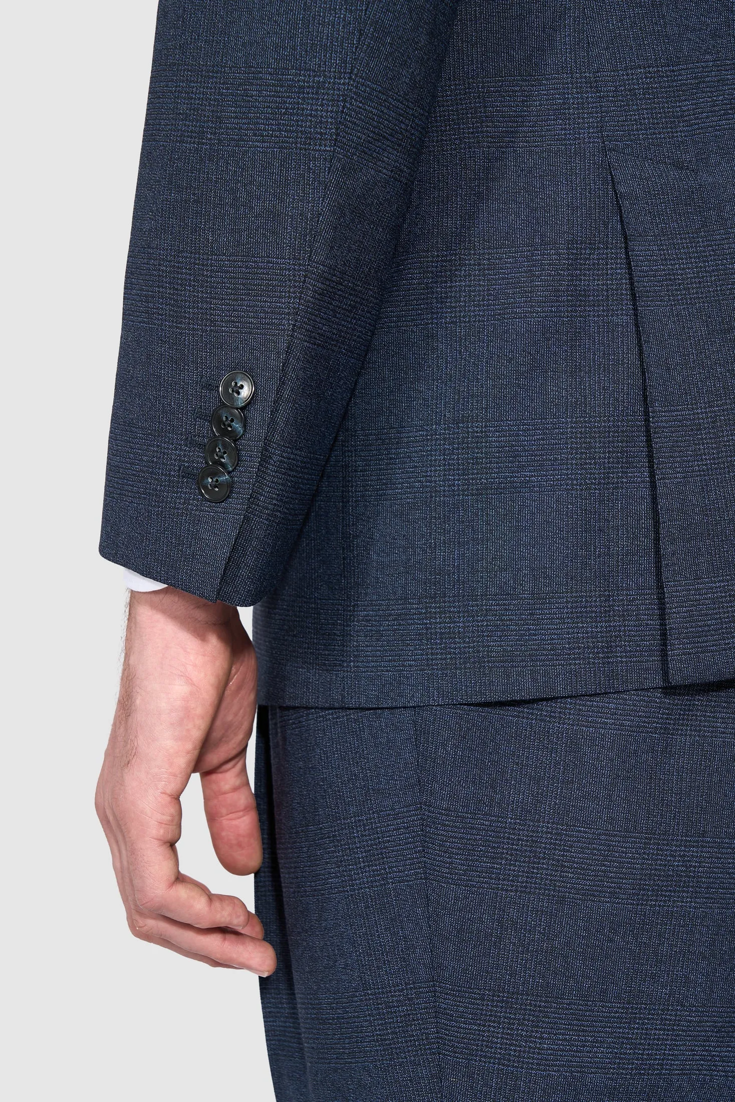 New SUITREVIEW Elmhurst Two Blue Glencheck Pure Wool Double Pleat Suit - Size 38R and 40R