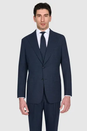 New SUITREVIEW Elmhurst Two Blue Glencheck Pure Wool Double Pleat Suit - Size 38R and 40R