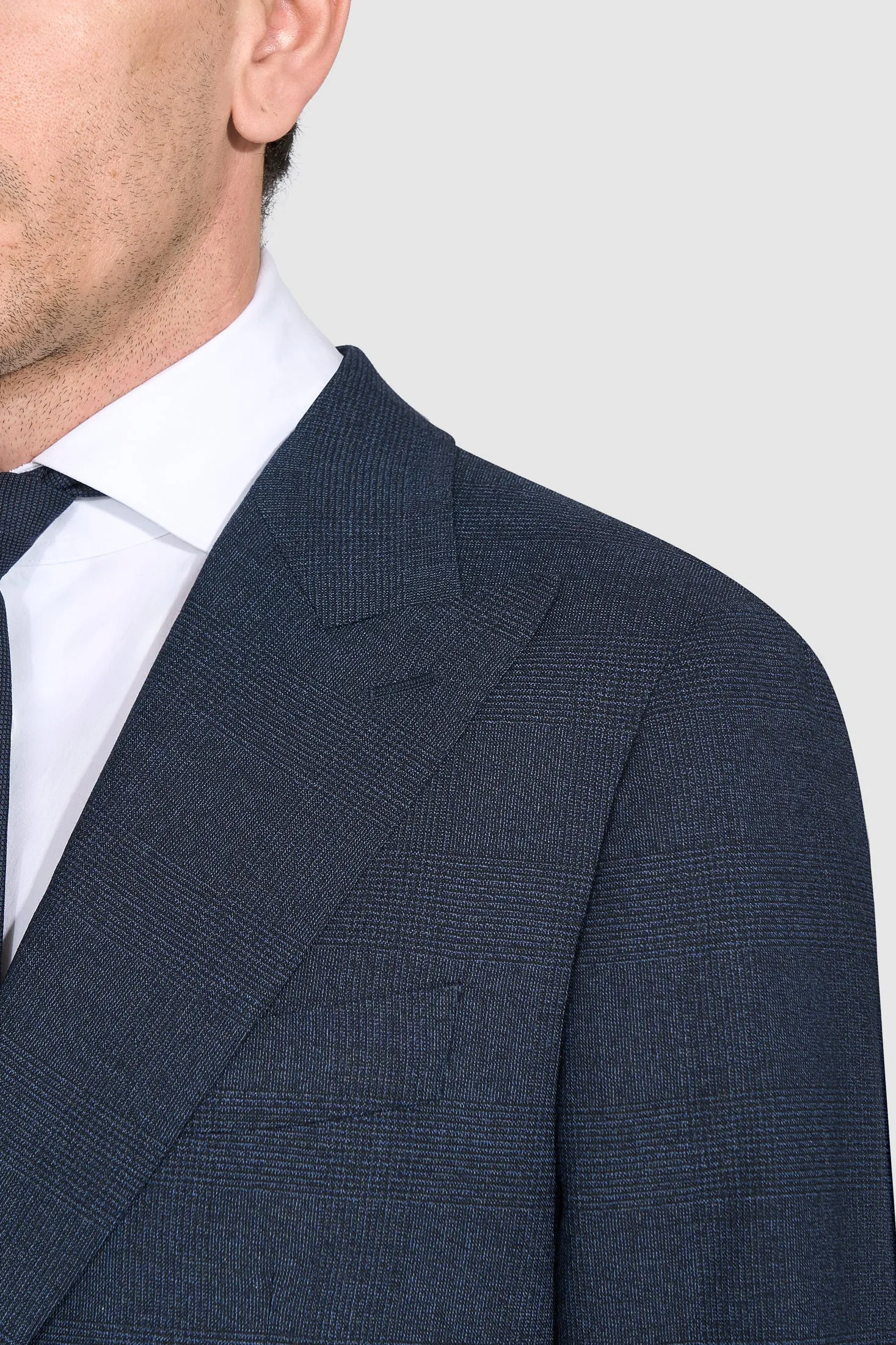 New SUITREVIEW Elmhurst Two Blue Glencheck Pure Wool Double Pleat Suit - Size 38R and 40R