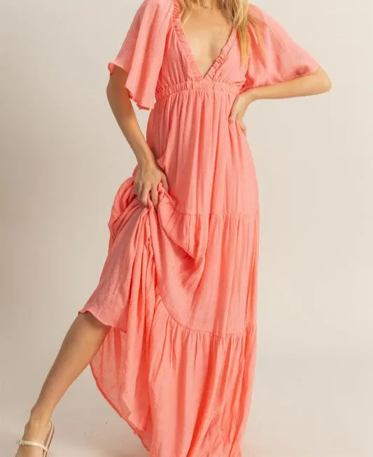 NEWPORT BEACH MAXI DRESS- LIGHT CORAL