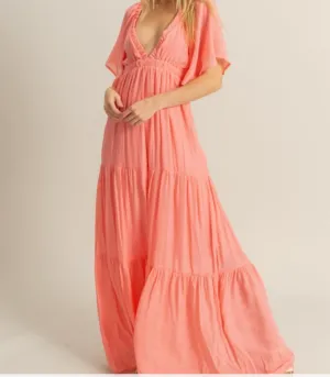 NEWPORT BEACH MAXI DRESS- LIGHT CORAL
