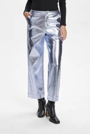 NUGLENDA CROPPED PANTS  - Silver