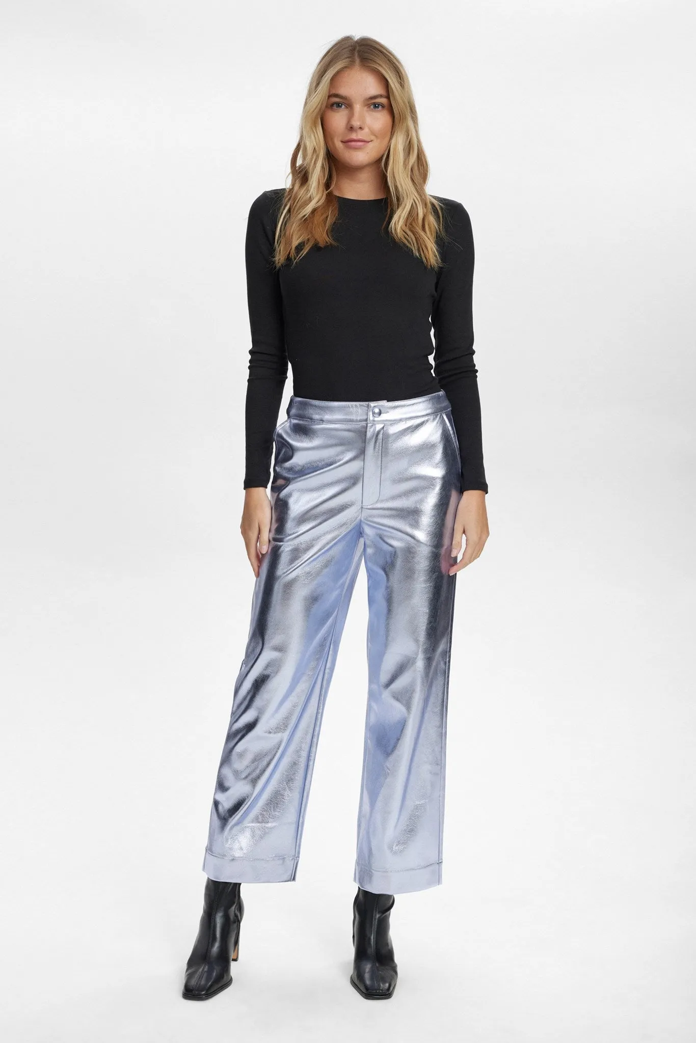 NUGLENDA CROPPED PANTS  - Silver
