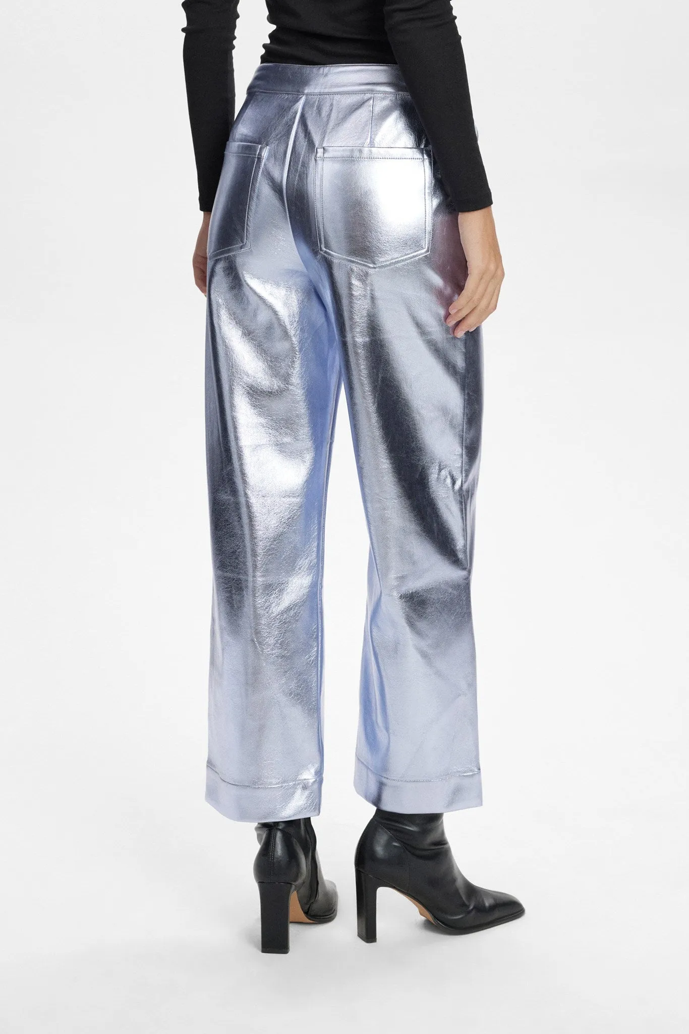 NUGLENDA CROPPED PANTS  - Silver