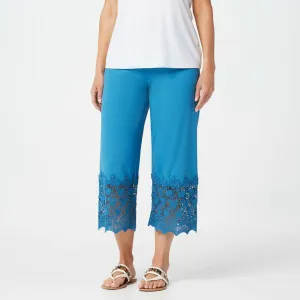 NWT LOGO By Lori Goldstein Plus Crochet Detail Knit Crop Pants. A290500-Plus 1X