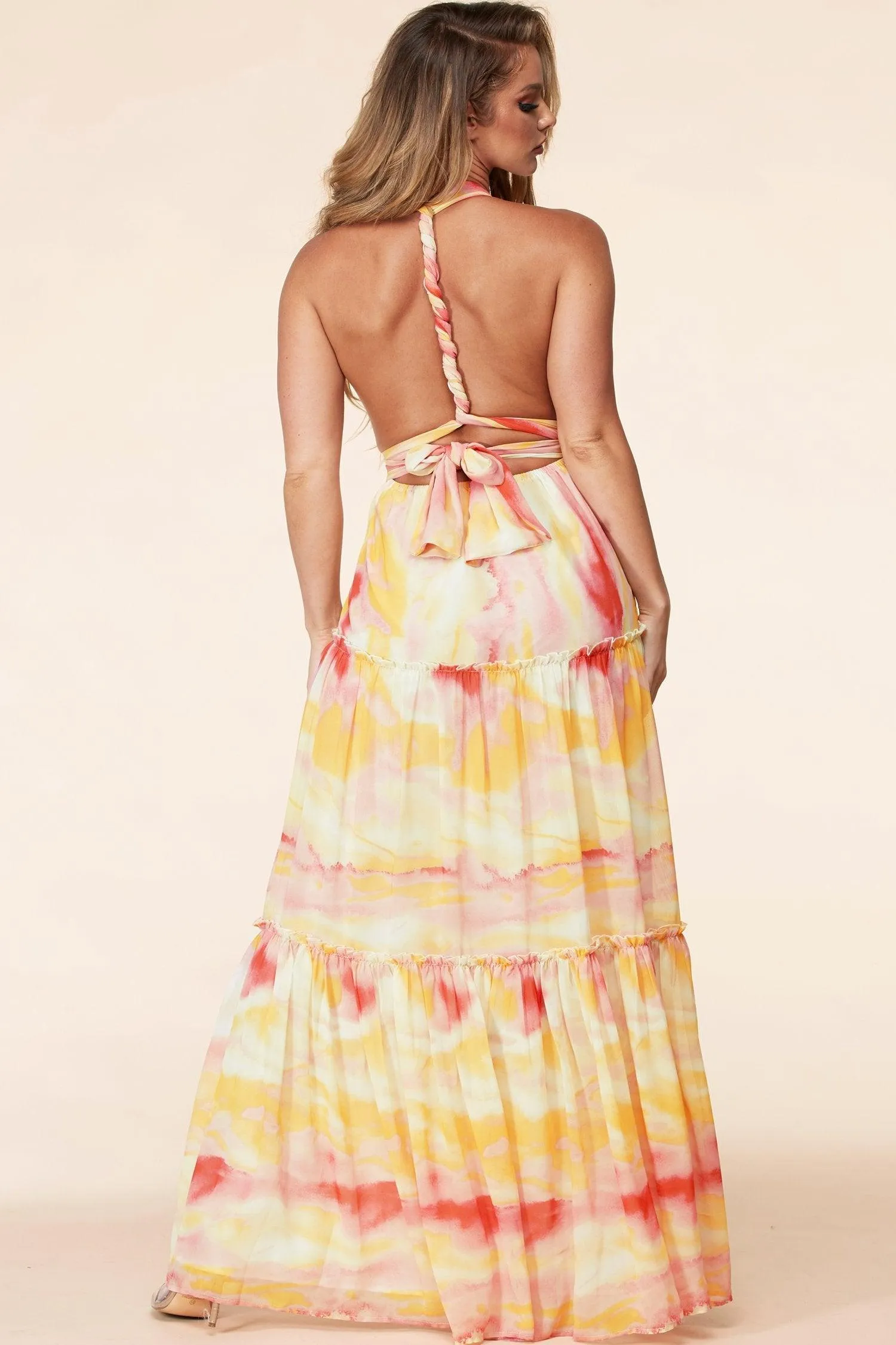 ORANGE MARBLE MAXI DRESS
