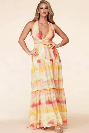 ORANGE MARBLE MAXI DRESS